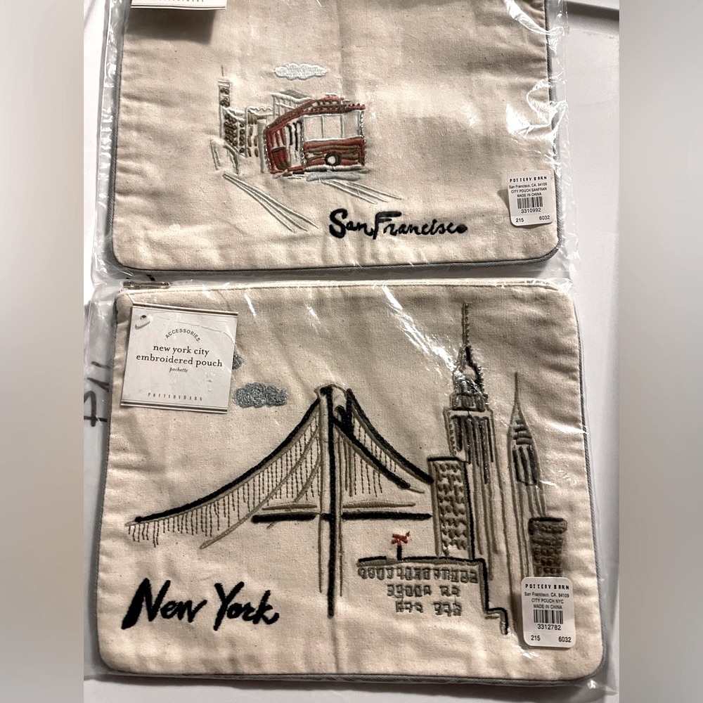 New Pottery Barn New York Embroidered Makeup Pouch, RARE! - Picture 6 of 14